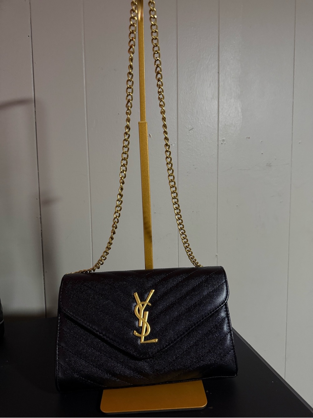 Yves Saint Laurent Black Quilted Leather Chain Shoulder Bag with Gold Hardware - Picture 2 of 2